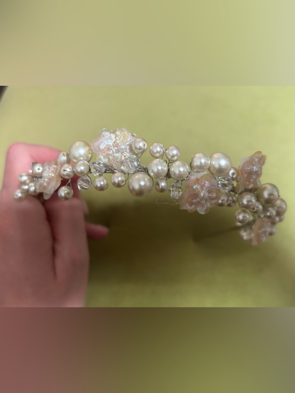 Hand Wired Faux Pearl Tiara / Headband